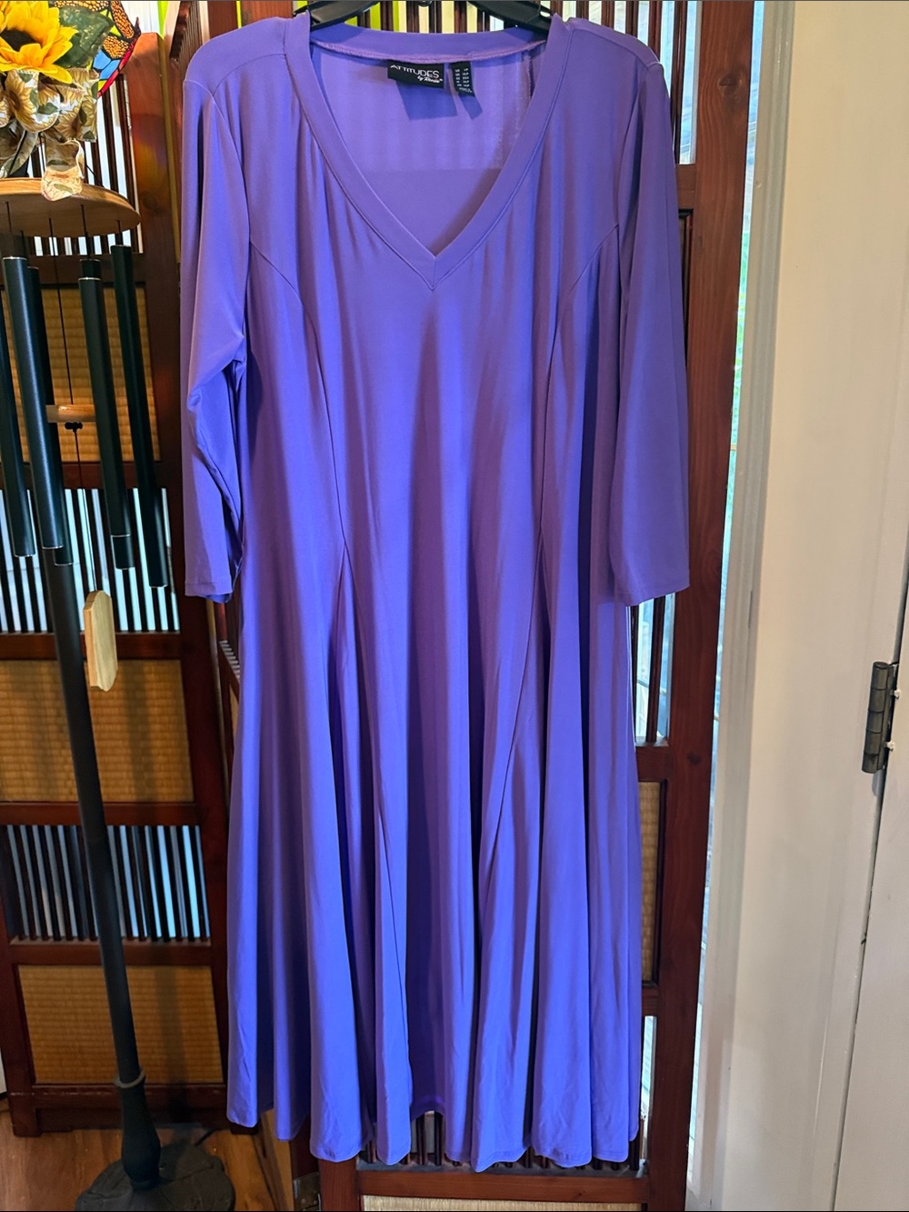 Attitudes Purple V-Neck Flowy Dress LP